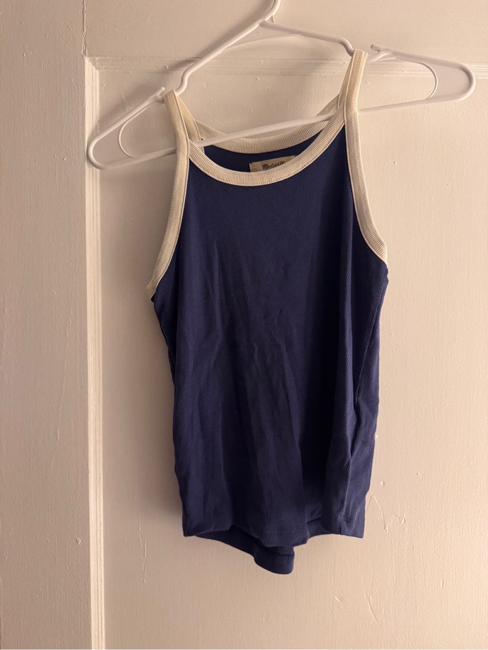 Madewell purple Tank with Cream Trim